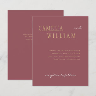 BUDGET Modern Wedding Dusty Rose Gold Pink Invite