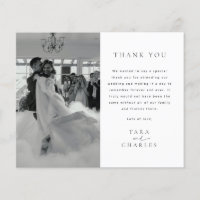 Budget Modern Wedding Photo Thank You Card