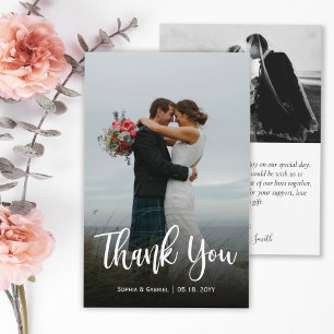Budget Modern Wedding Photo Thank You Script Card