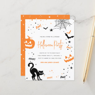 Budget Modern White Orange Spooky Halloween Party