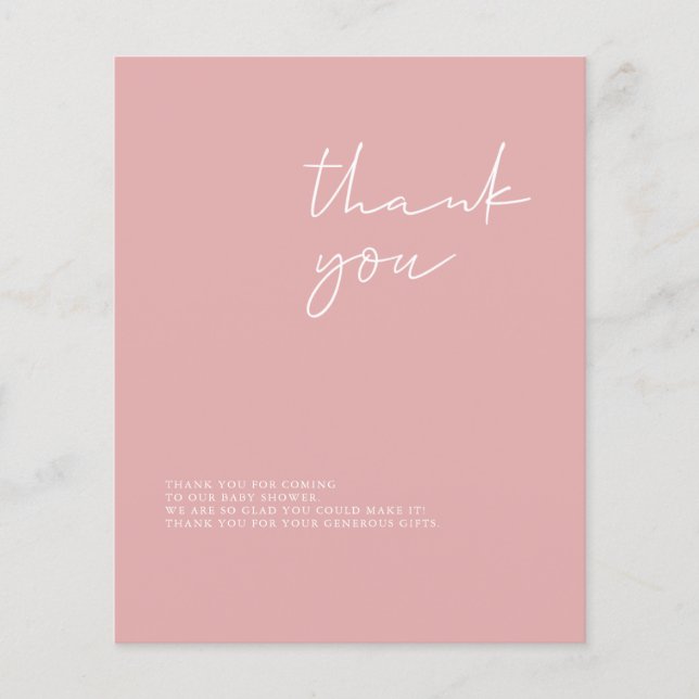 Budget moderne Baby shower fille Carte de remercie (Devant)