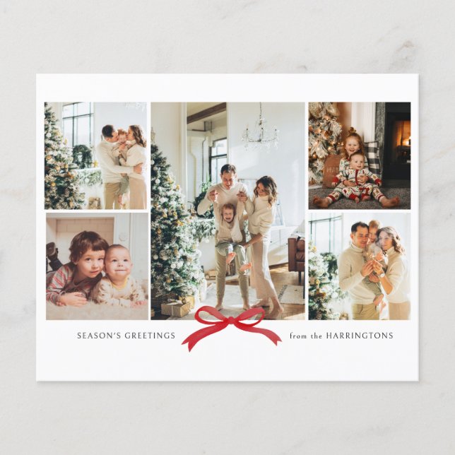 BUDGET Moderne Bow Rouge Photo Collage Carte de va (Devant)
