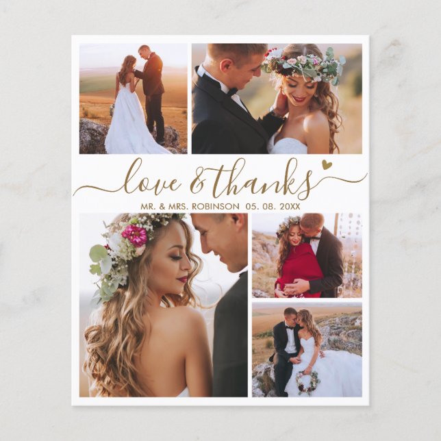 Budget Moderne Collage Mariage Carte de remercieme (Devant)