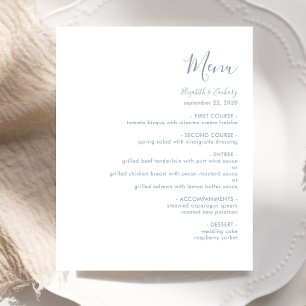 Budget Moderne Dusty Blue Script Mariage Menu