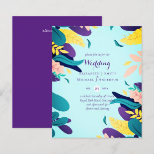 BUDGET Moderne Jardin Feuilles Faire-part de maria