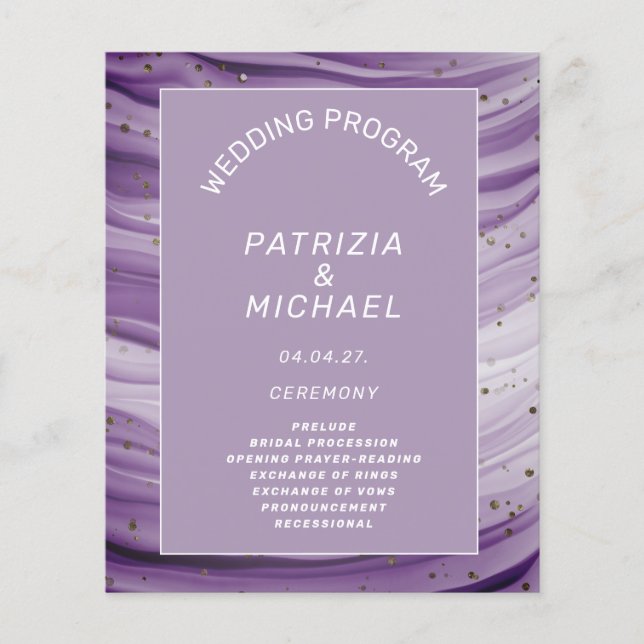 Budget Moderne Mauve Purple Mariage programme (Devant)