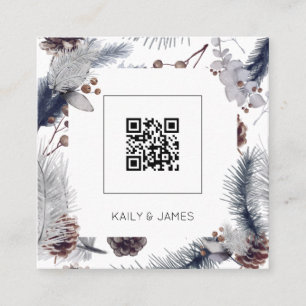 Budget moderne QR Code Hiver Mariage invitation