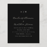 Budget Monogram Black Minimalist Wedding Invite