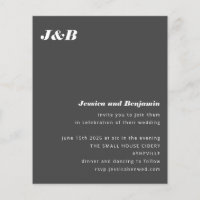 Budget Monogram Black Modern Wedding Invitation