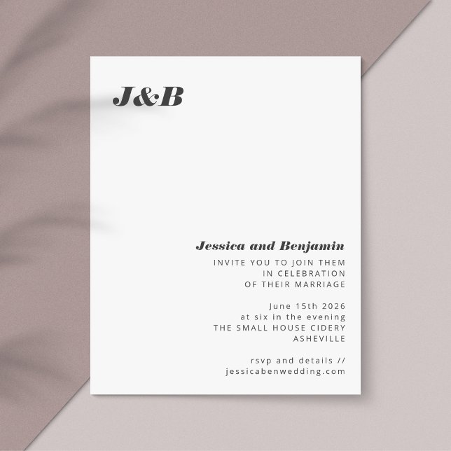 Budget Monogram Black White Wedding Invitation (Creator Uploaded)