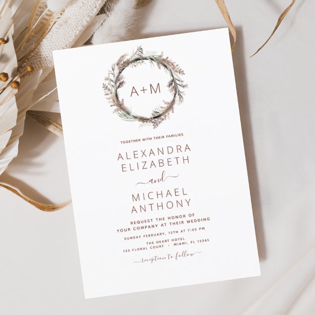 Budget Monogram Boho Pampas Grass Wedding (Creator Uploaded)