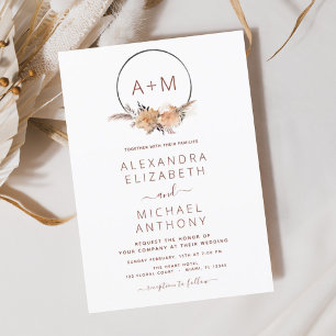 Budget Monogram Boho Pampas Grass Wedding Flyer