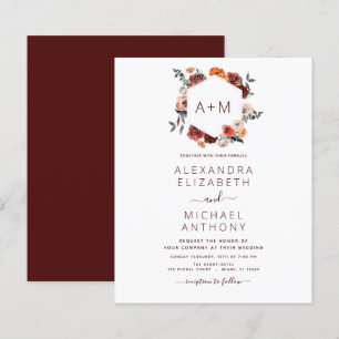 Budget Monogram Burgundy Floral Greenery Wedding