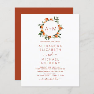 Budget Monogram Burnt Orange Citrus Fruit Wedding