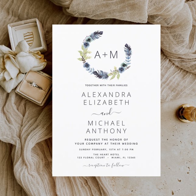 Budget Monogram Dusty Blue Boho Floral Wedding (Creator Uploaded)