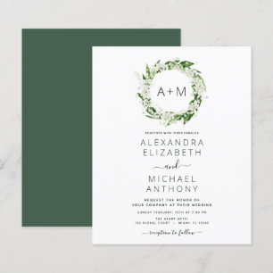 Budget Monogram Emerald Green Greenery Wedding