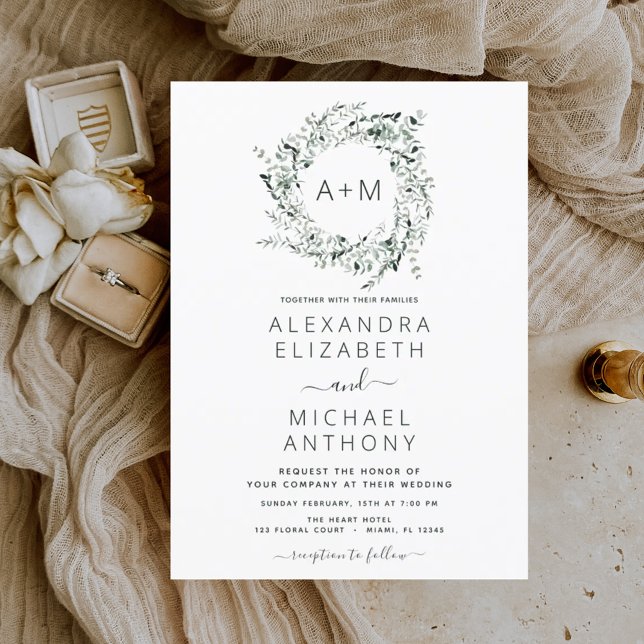 Budget Monogram Emerald Green Greenery Wedding (Creator Uploaded)