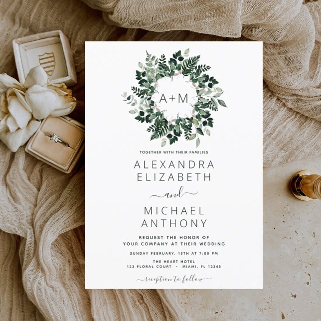 Budget Monogram Emerald Green Wedding Invitations (Creator Uploaded)