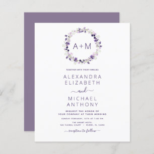 Budget Monogram Floral Dusty Purple Wedding