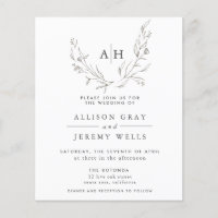 Budget Monogram Floral Wedding Invitation Flyer