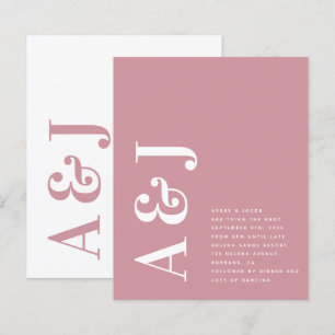 Budget Monogram Pink QR Code Wedding Invitation