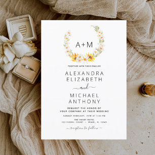 Budget Monogram Sunflower Daisy Greenery Wedding Flyer