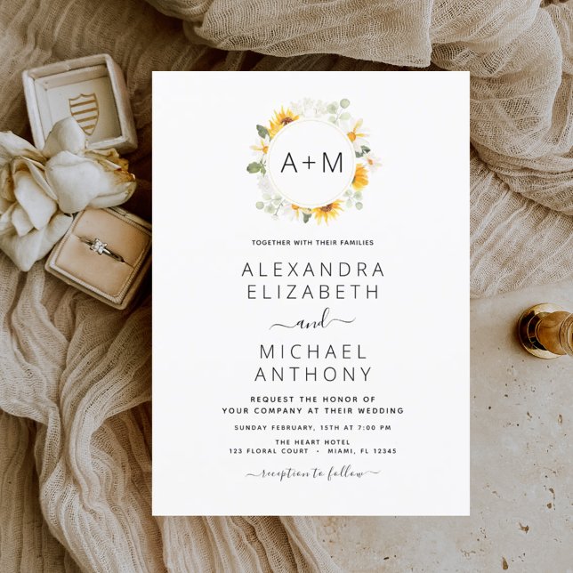 Budget Monogram Sunflower Eucalyptus Wedding Flyer (Creator Uploaded)