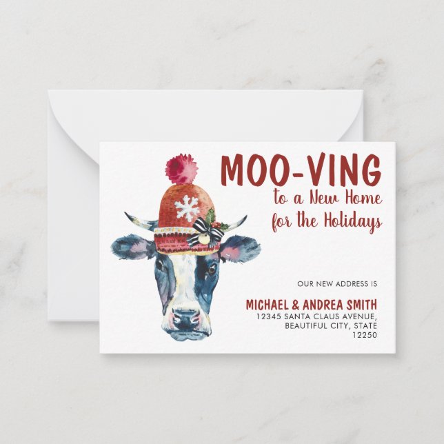 Budget Moo-ving New Home Cow Holiday Moved Moving Card (Front)