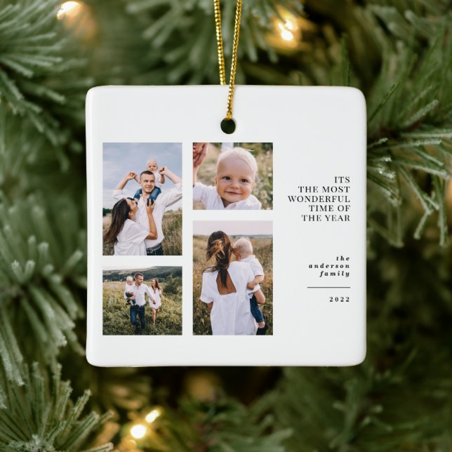 budget Most wonderful time christmas multi photo  Ceramic Ornament (Tree)