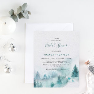 Budget Mountain Greenery Bridal Shower Invitation