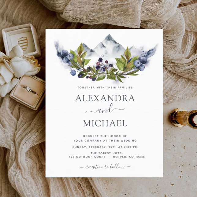 Budget Mountain Rustic Watercolor Greenery Wedding (Creator Uploaded)