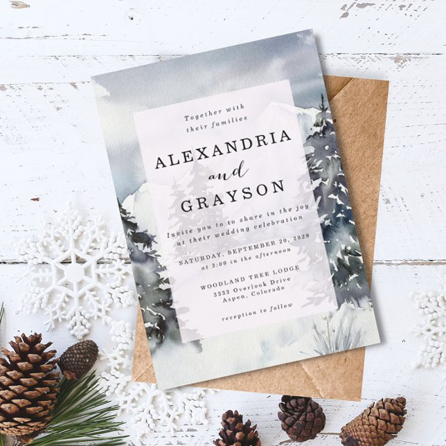 Budget Mountain Watercolor Rustic Wedding Invite Flyer (Creator Uploaded)