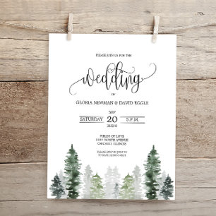 Budget Mountain Winter Elegant Wedding Invitation