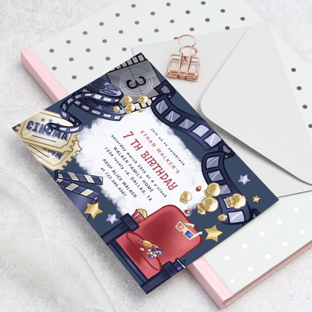 Budget Movie Night Kids Birthday Invitation (Creator Uploaded)