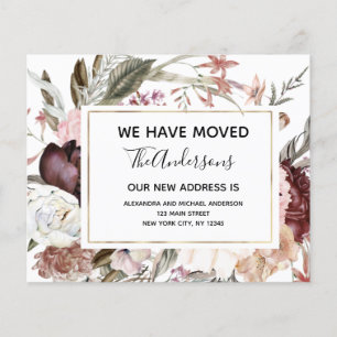 Budget Moving Announcement Boho Mauve Floral Flyer