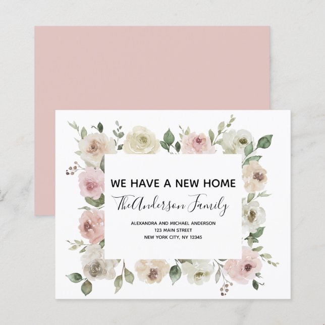 Budget Moving Announcement Dusty Pink Floral (Front/Back)