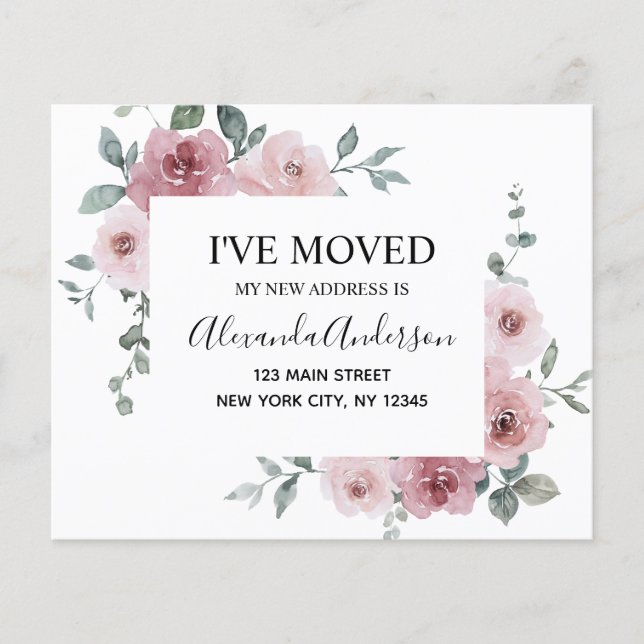 Budget Moving Announcement Dusty Pink Floral Flyer (Front)