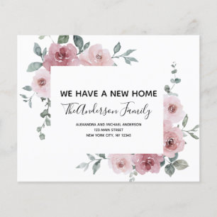 Budget Moving Announcement Dusty Pink Floral Flyer