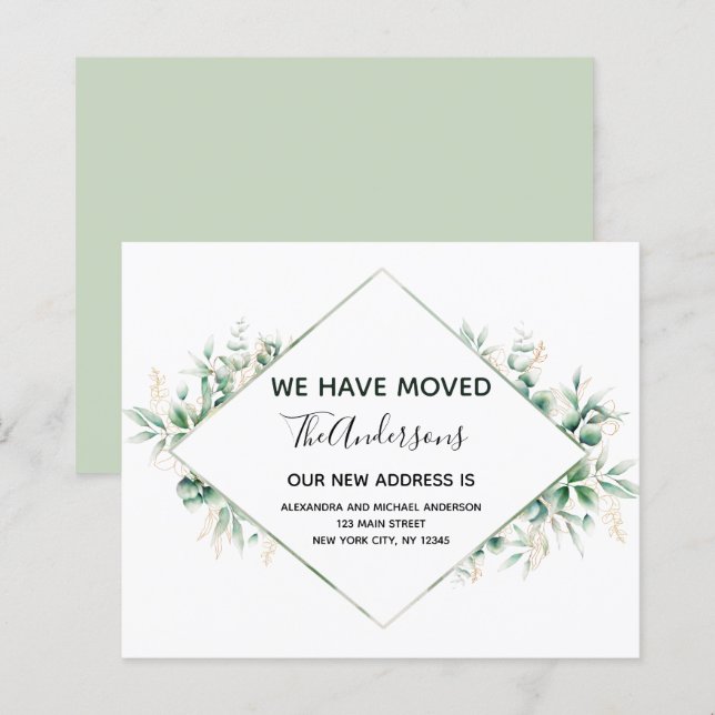 Budget Moving Announcement Eucalyptus Greenery (Front/Back)