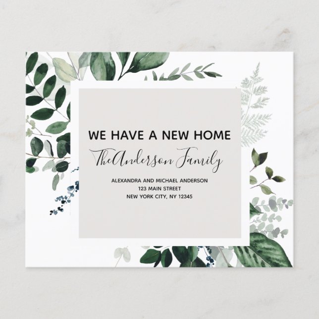 Budget Moving Announcement Eucalyptus Greenery Flyer (Front)