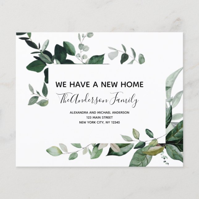 Budget Moving Announcement Eucalyptus Greenery Flyer (Front)