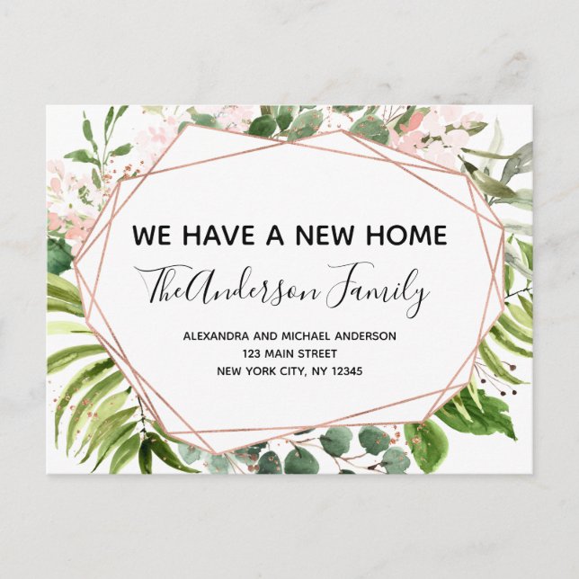 Budget Moving Announcement Eucalyptus Greenery Pos Postcard (Front)