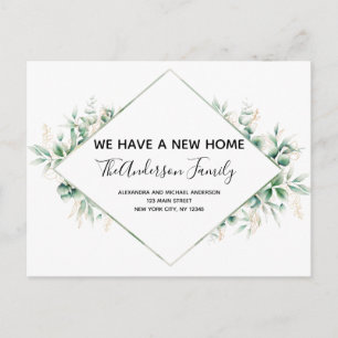 Budget Moving Announcement Eucalyptus Greenery Pos Postcard