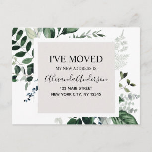 Budget Moving Announcement Eucalyptus Greenery Pos Postcard