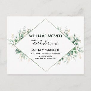 Budget Moving Announcement Eucalyptus Greenery Postcard