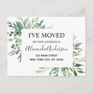 Budget Moving Announcement Eucalyptus Greenery Postcard