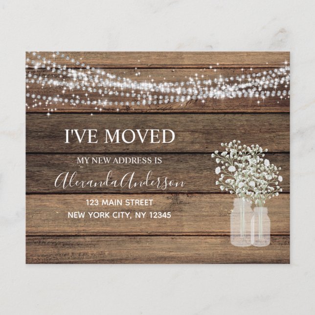 Budget Moving Announcement Rustic Farmhouse Wood (Front)
