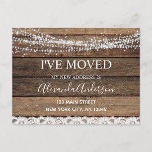 Budget Moving Announcement Rustic Farmhouse Wood Postcard
