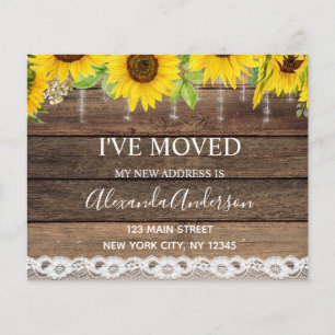 Budget Moving Announcement Rustic Sunflower Wood Flyer