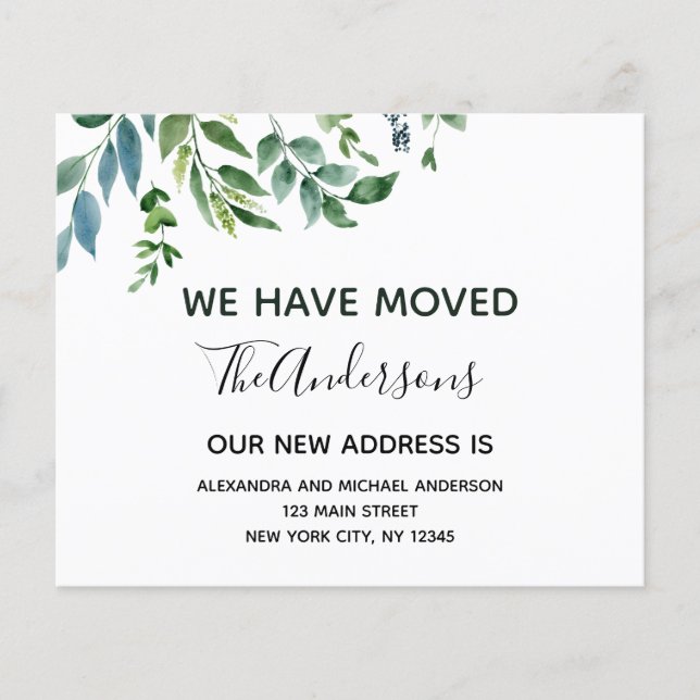 Budget Moving Announcement Spring Greenery (Front)